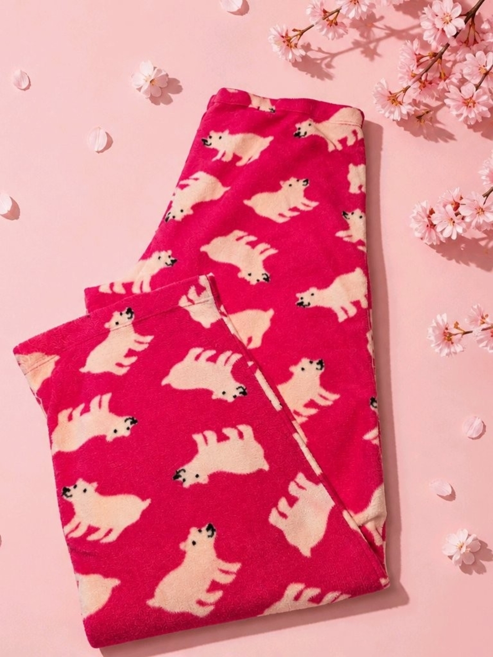 Cozy Pink Polar Bear Fleece Lounge Pants - Picture 3 of 4
